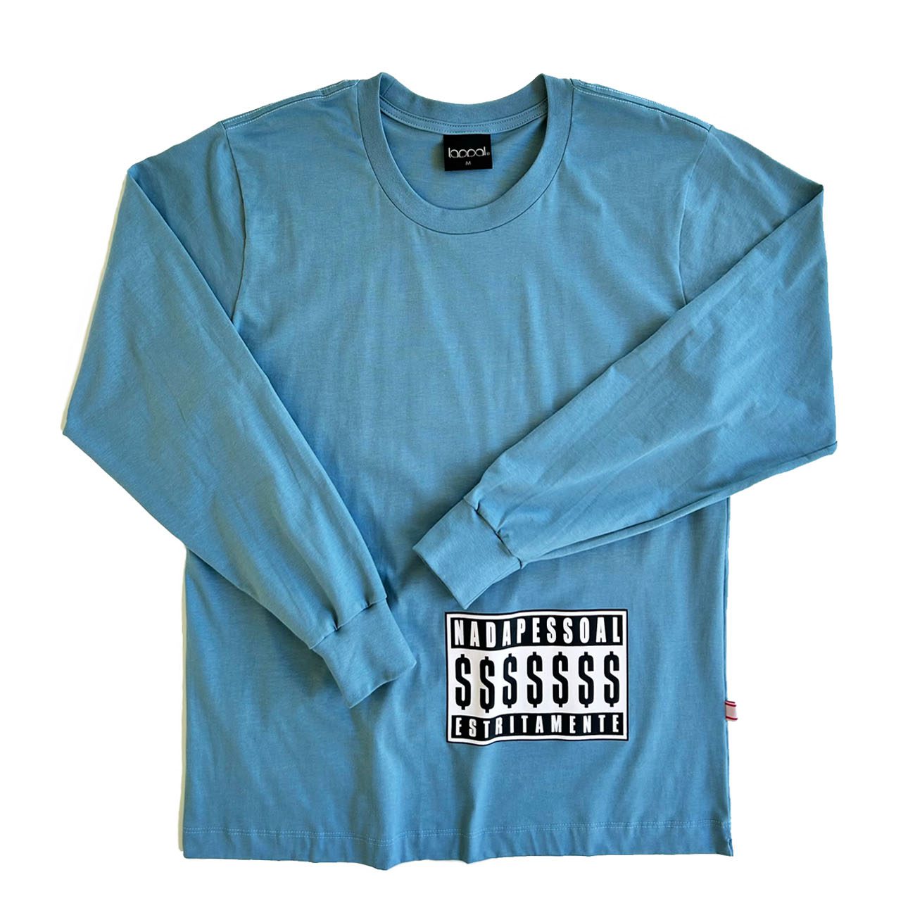 Laddal® Moda Rua Camiseta Manga Longa Laddal Negócios Azul Claro Branco Preto