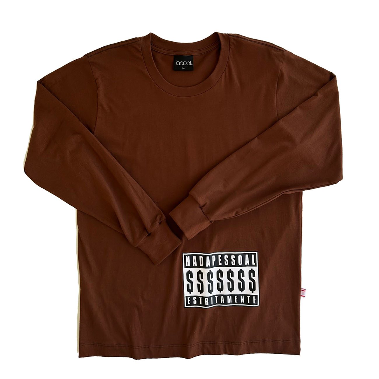 Laddal® Moda Rua Camiseta Manga Longa Laddal Negócios Marrom Preto Branco