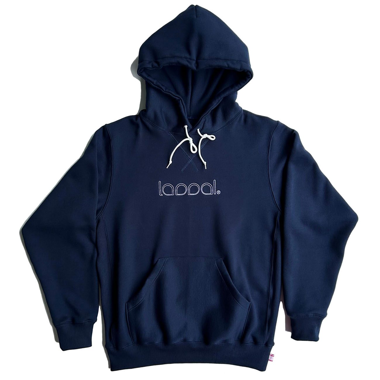 Laddal® Moda Rua Moletom Capuz Laddal Clássico Bordado Pontilhado Azul Marinho Branco