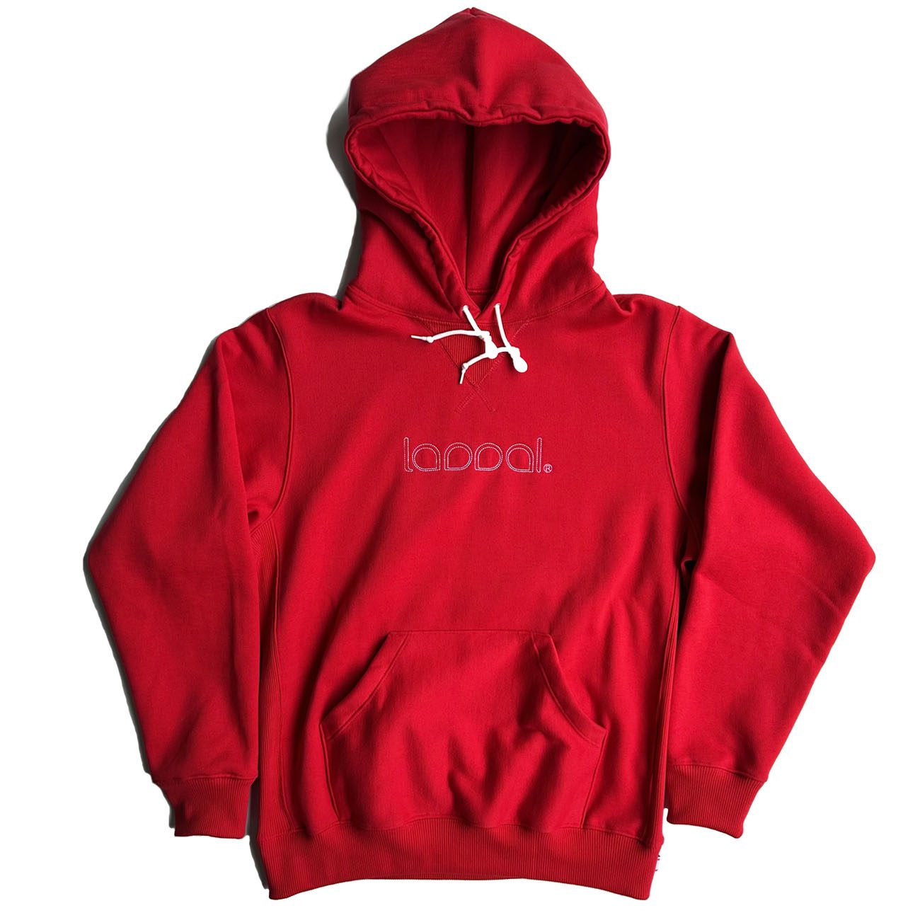 Laddal® Moda Rua Moletom Capuz Laddal Clássico Bordado Pontilhado Vermelho Branco